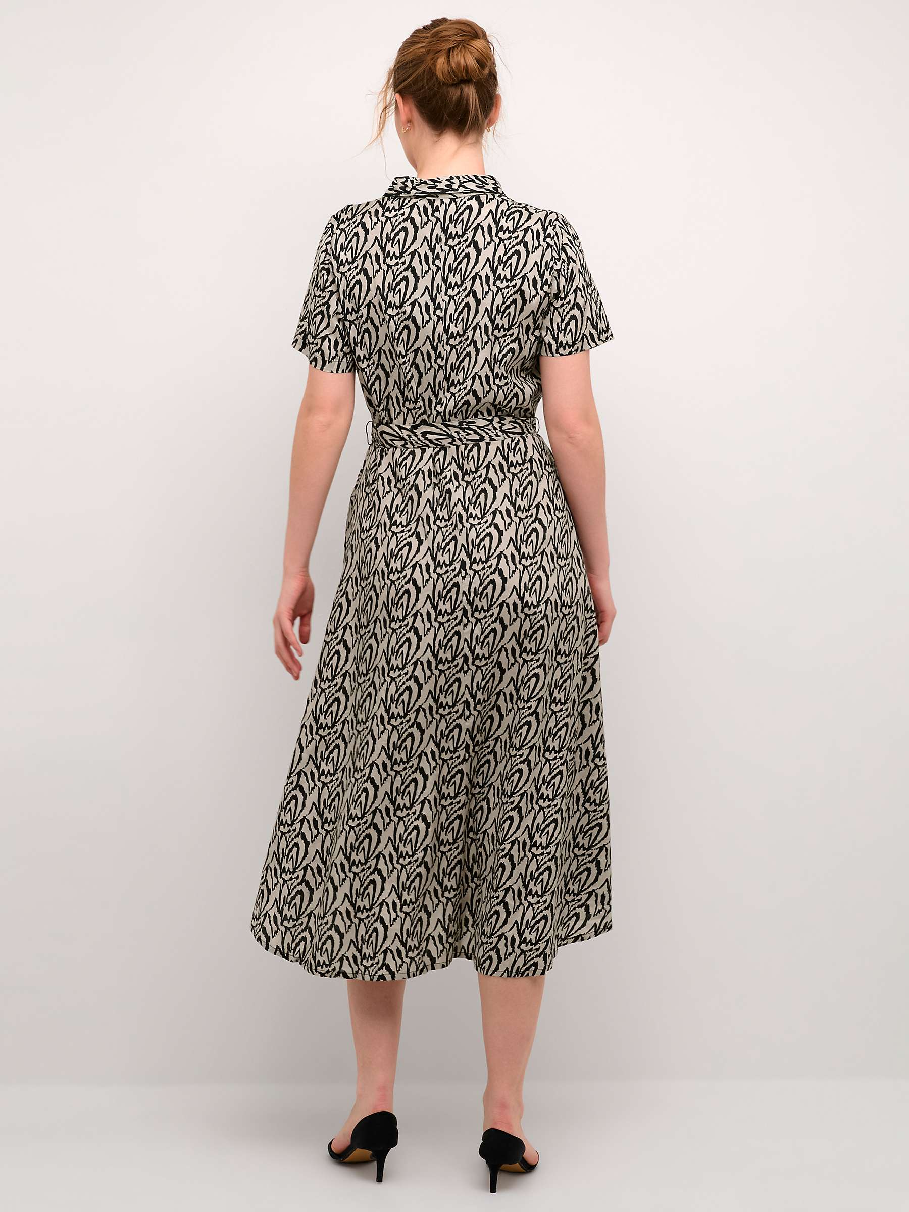 Buy KAFFE Loraina Abstract Print Midi Shirt Dress, Sand/Black Online at johnlewis.com