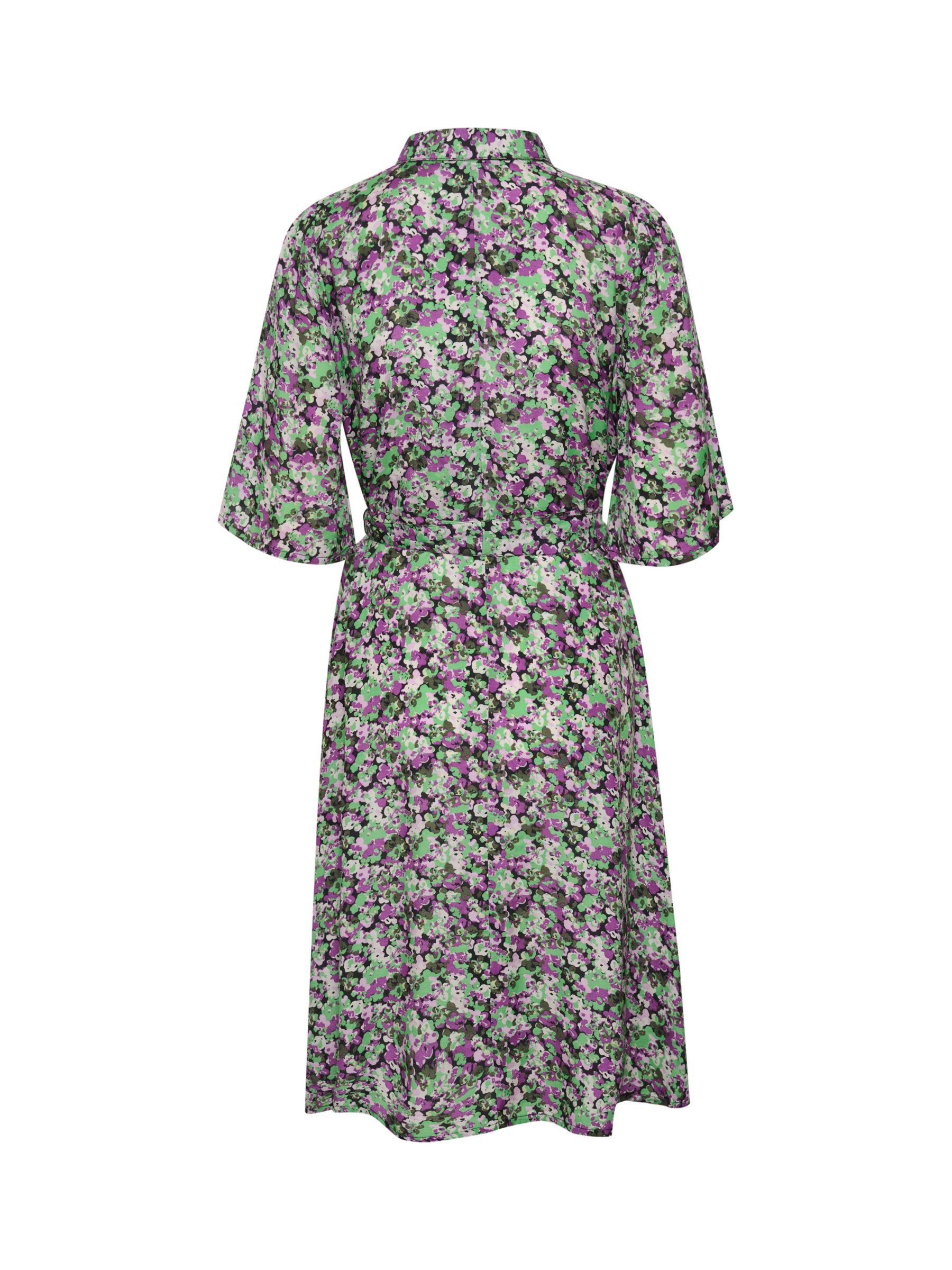 KAFFE Safir Knee Length Shirt Dress, Green/Purple at John Lewis & Partners