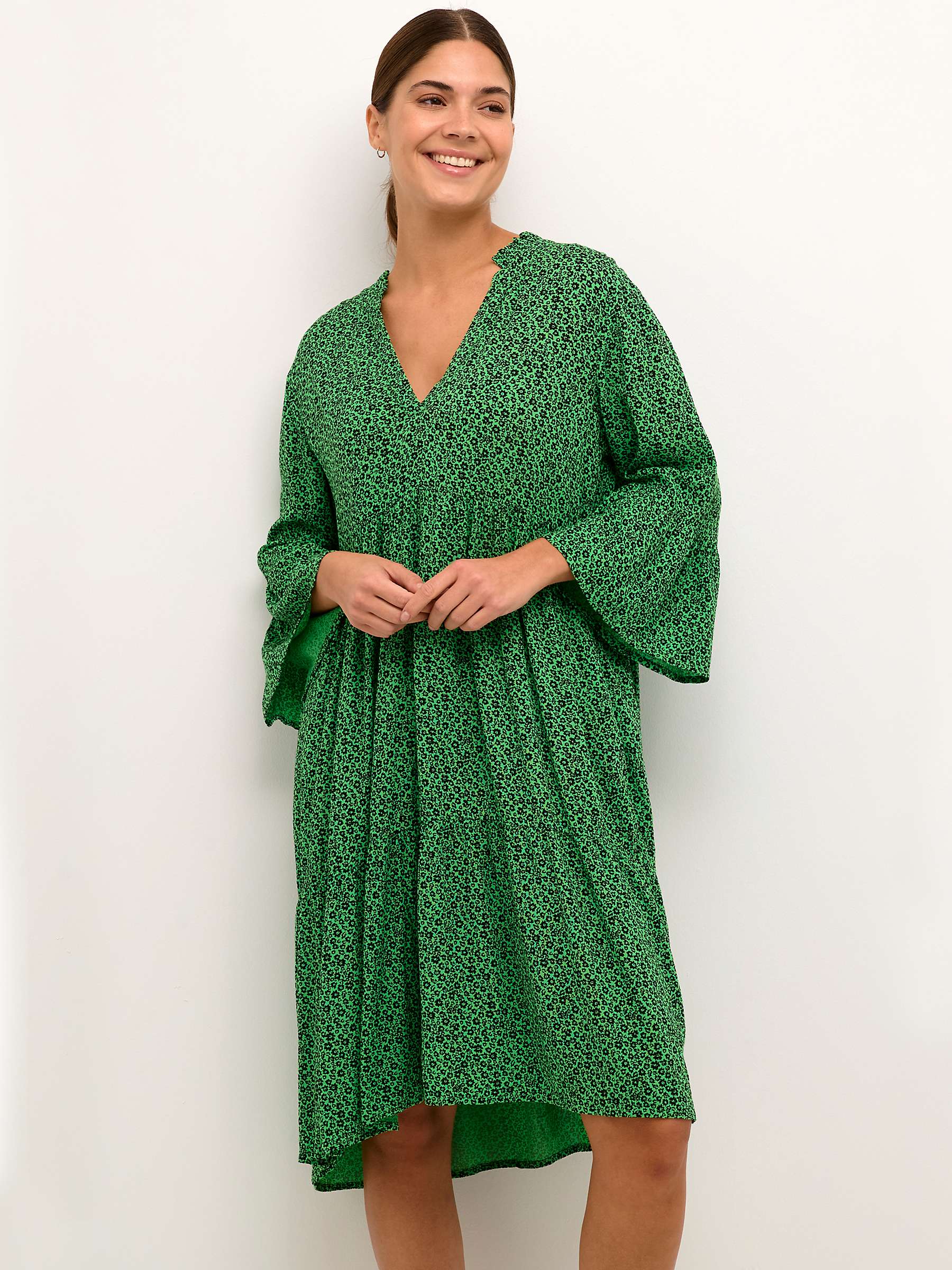 Buy KAFFE Isolde Amber Floral Tunic Dress, Poison Green Online at johnlewis.com