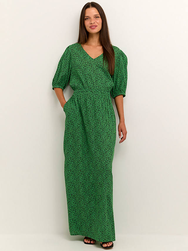 KAFFE Isolde Short Sleeve Ditsy Maxi Dress, Green