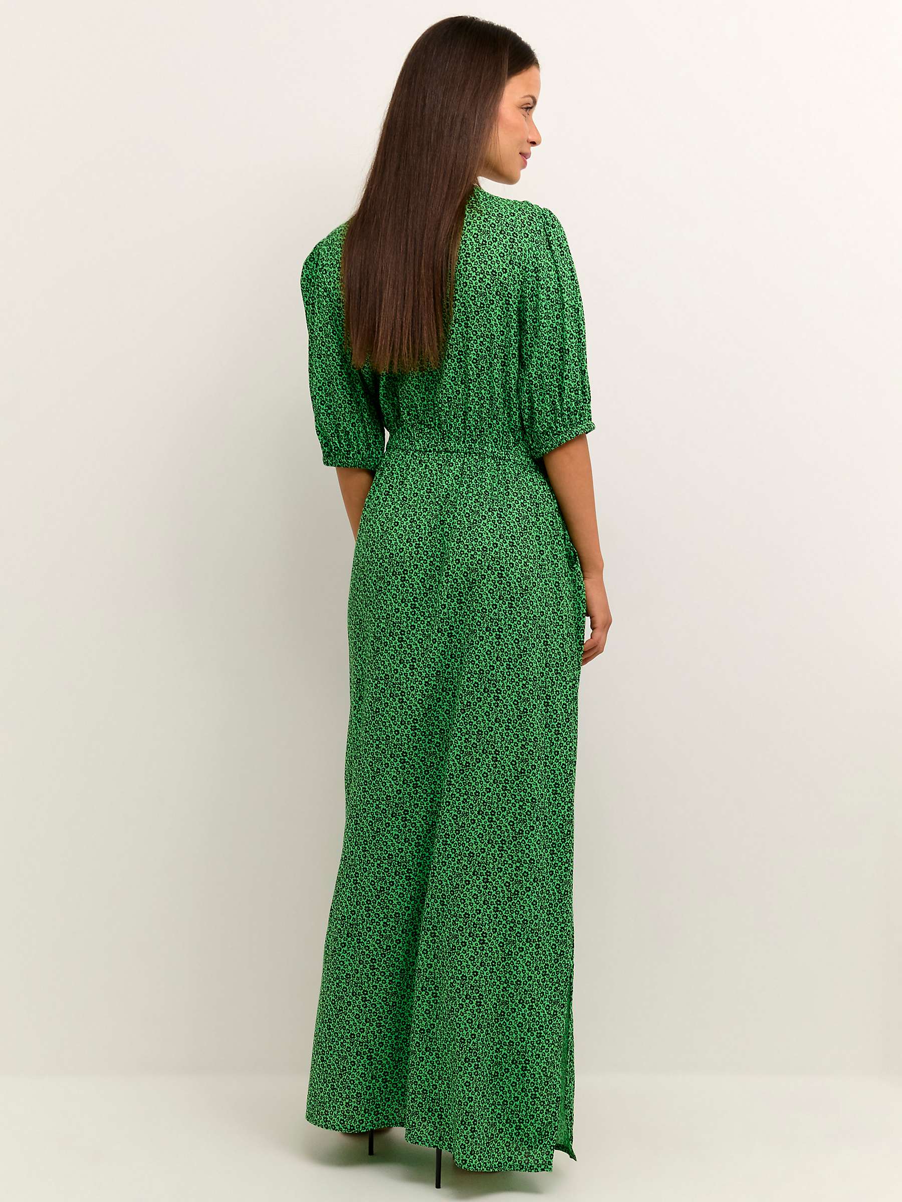 Buy KAFFE Isolde Short Sleeve Ditsy Maxi Dress, Green Online at johnlewis.com