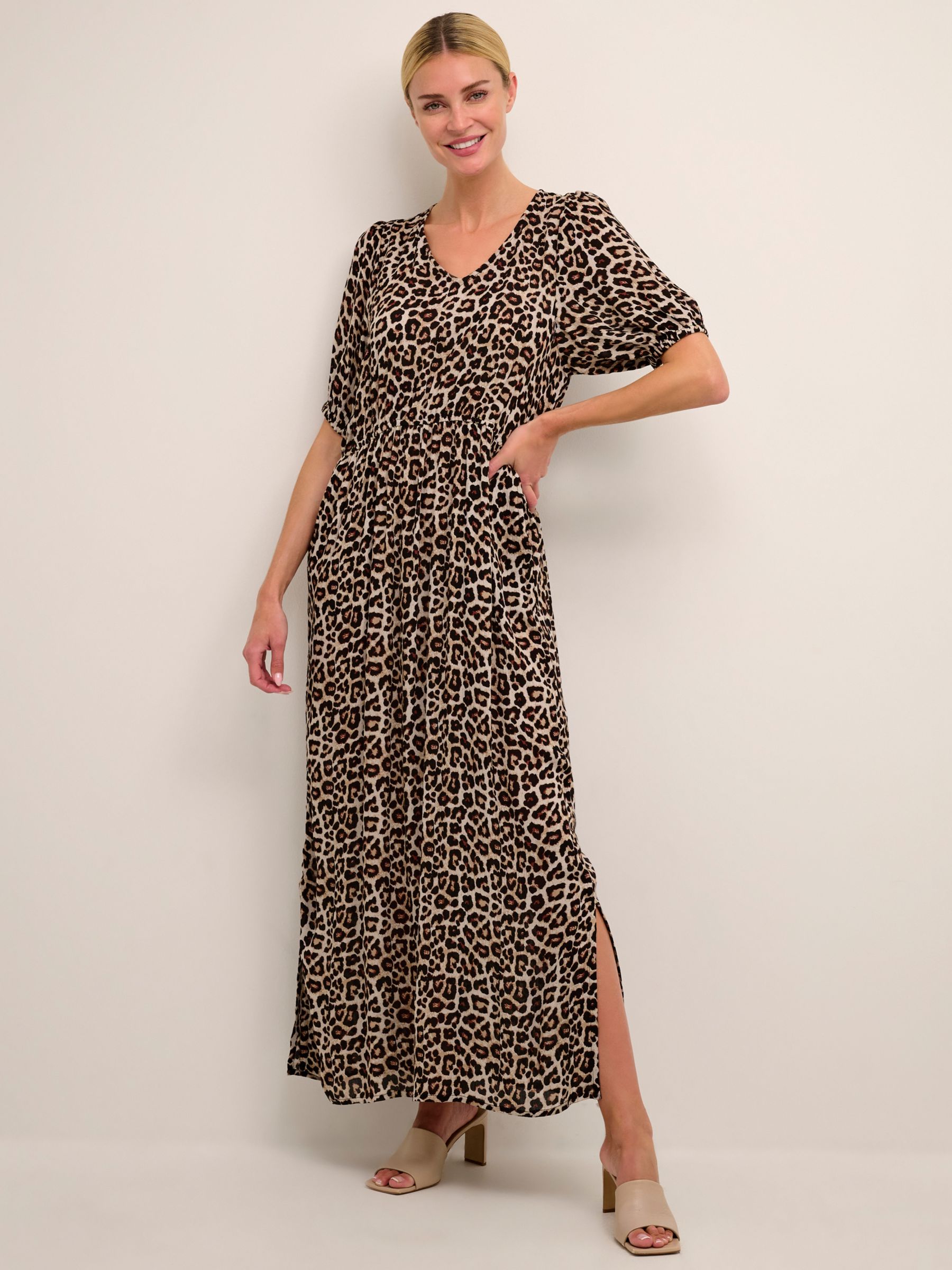 Buy KAFFE Isolde Short Sleeve Maxi Dress, Multi Online at johnlewis.com