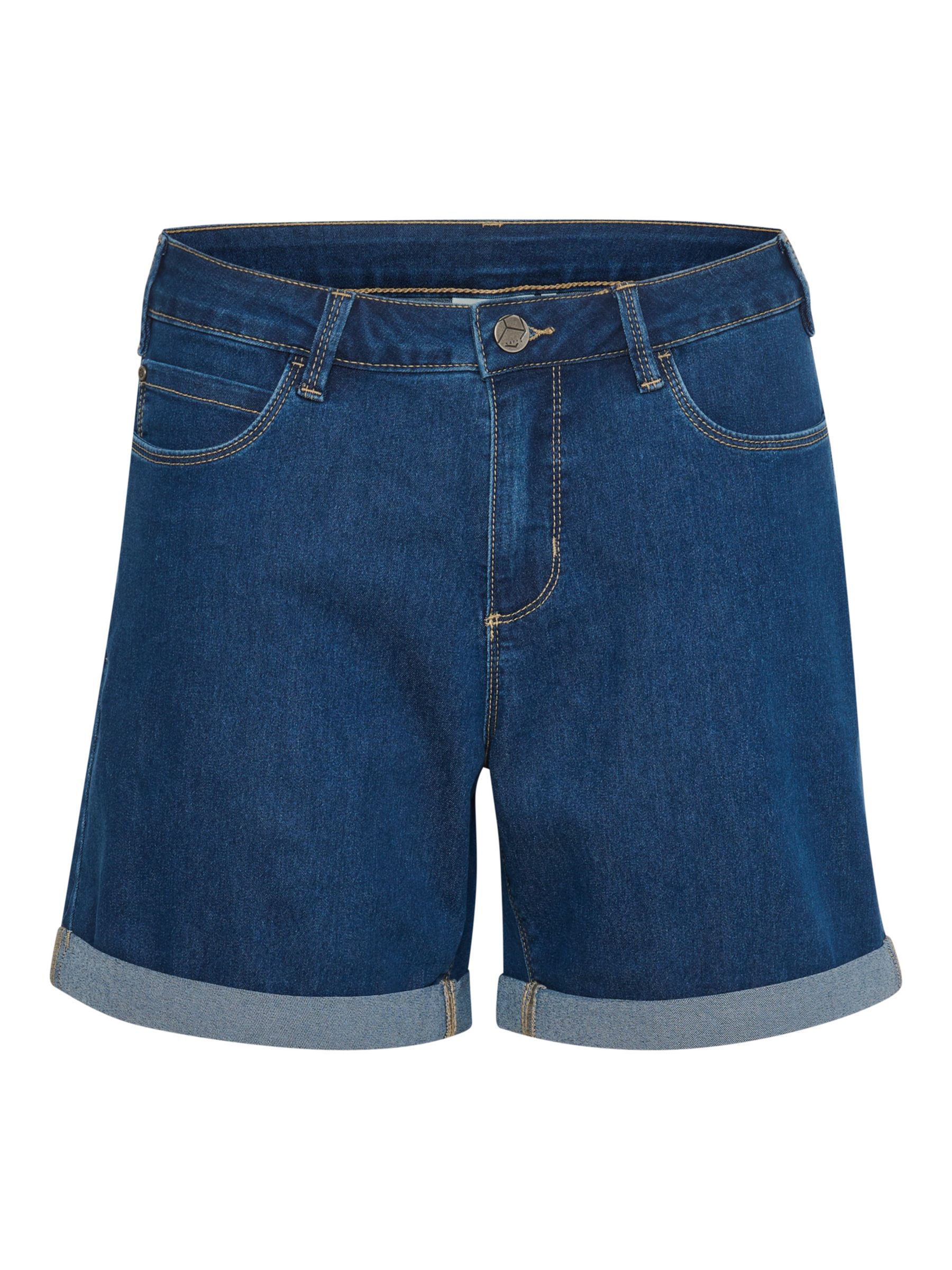 KAFFE Vicky Classic Denim Turn-Up Shorts, Medium Blue at John Lewis ...