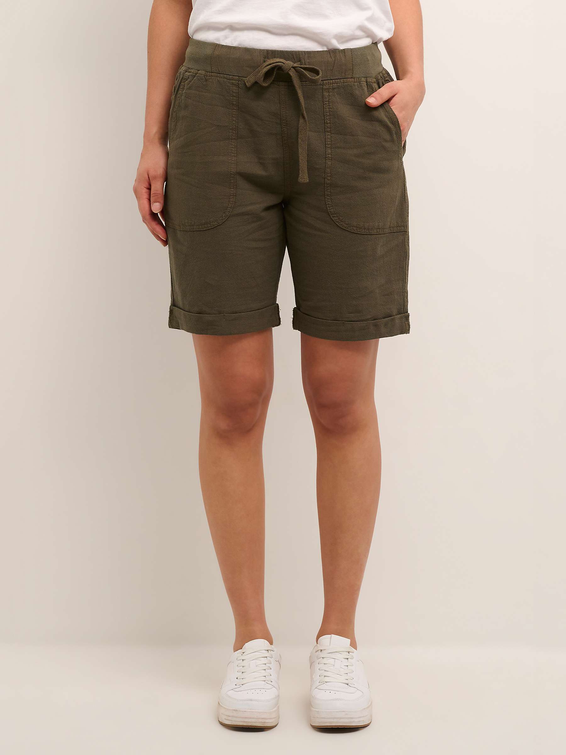 Buy KAFFE Naya Elasticated Shorts, Khaki Online at johnlewis.com