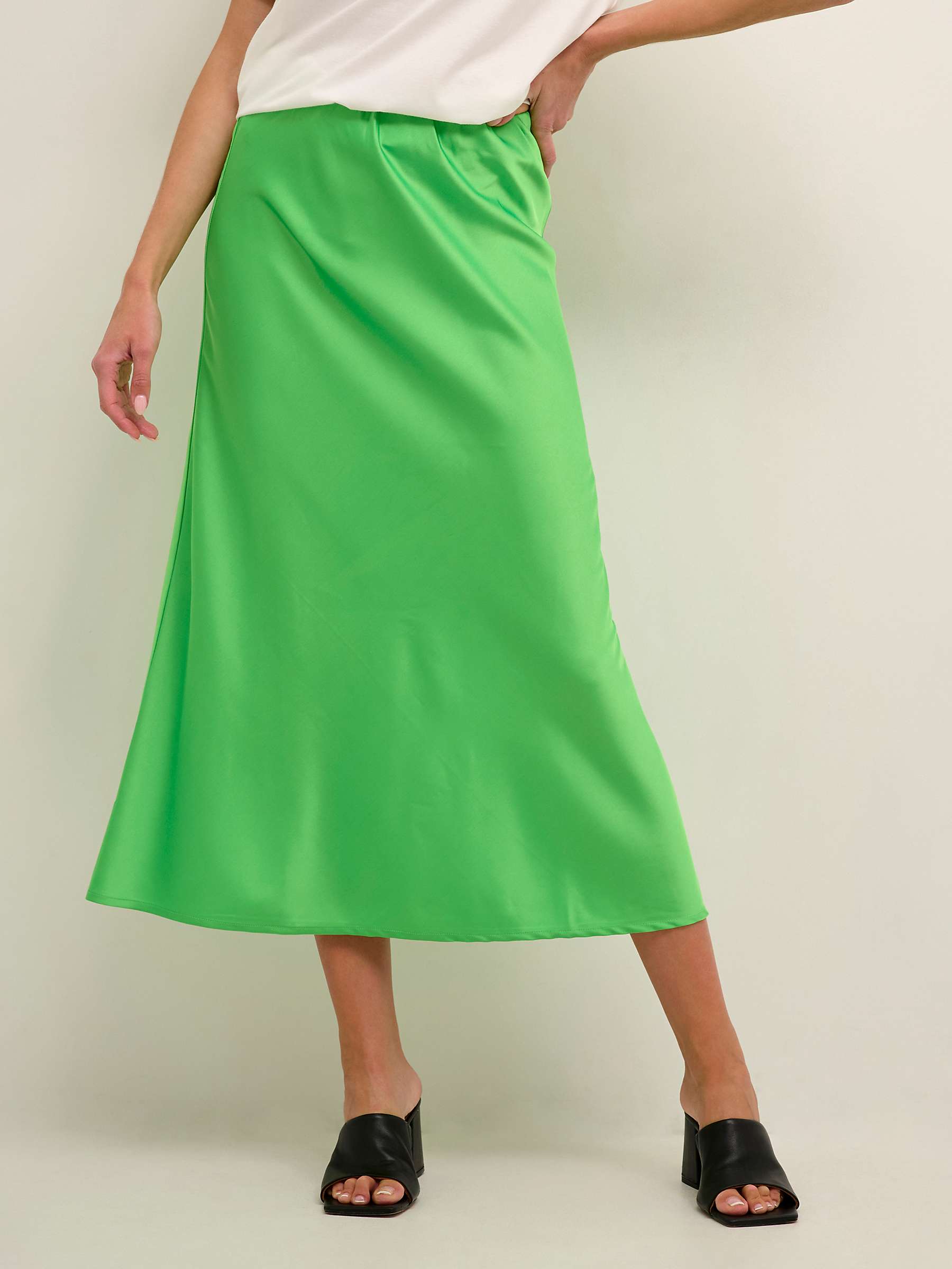Buy KAFFE Sasmina Midi Skirt, Green Online at johnlewis.com