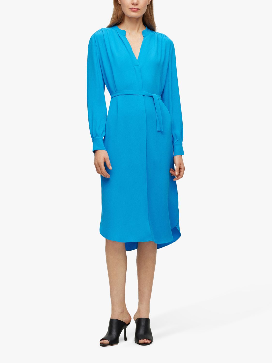 HUGO BOSS Dibanorah Plain Dress, Bright Blue at John Lewis & Partners