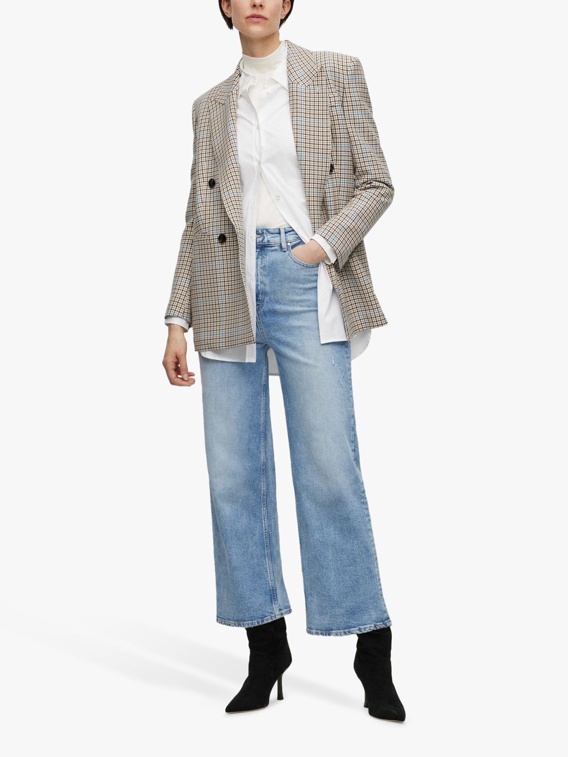 HUGO BOSS Marlene Wide Leg High Rise Cropped Jeans, Light/Pastel Blue ...