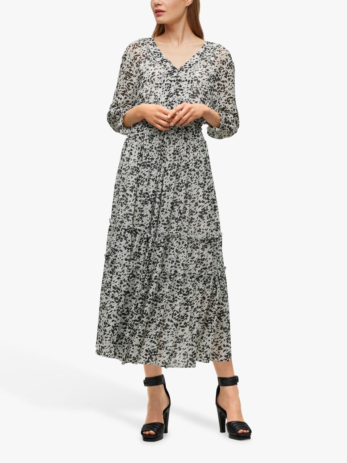 HUGO BOSS Dellima Tiered Dress, Open Miscellaneous at John Lewis & Partners