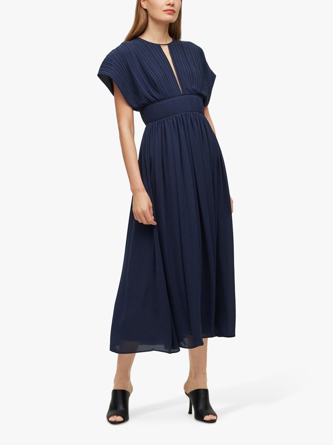 HUGO BOSS Drizzie Midi Dress, Dark Blue at John Lewis & Partners