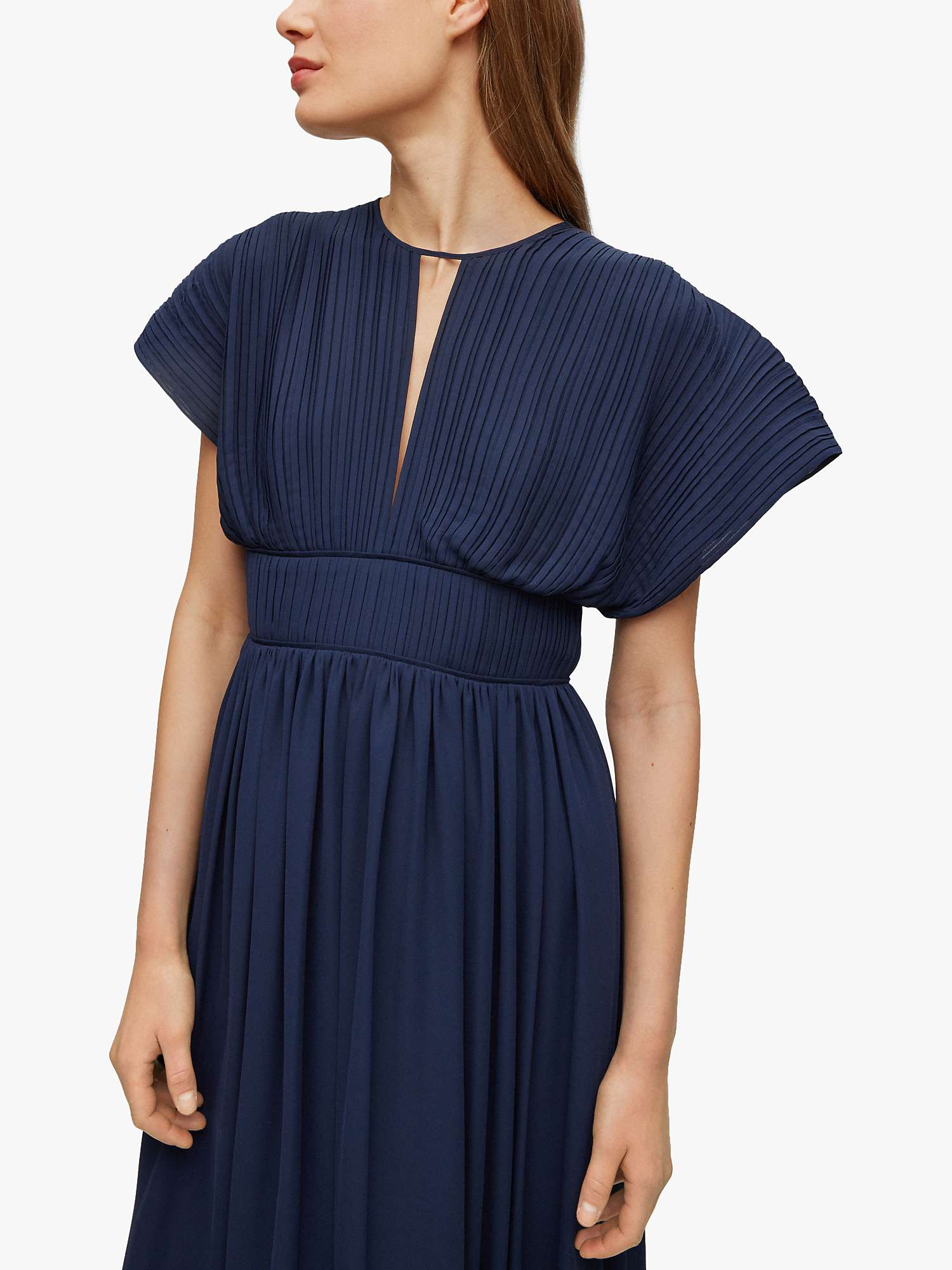 HUGO BOSS Drizzie Midi Dress, Dark Blue at John Lewis & Partners