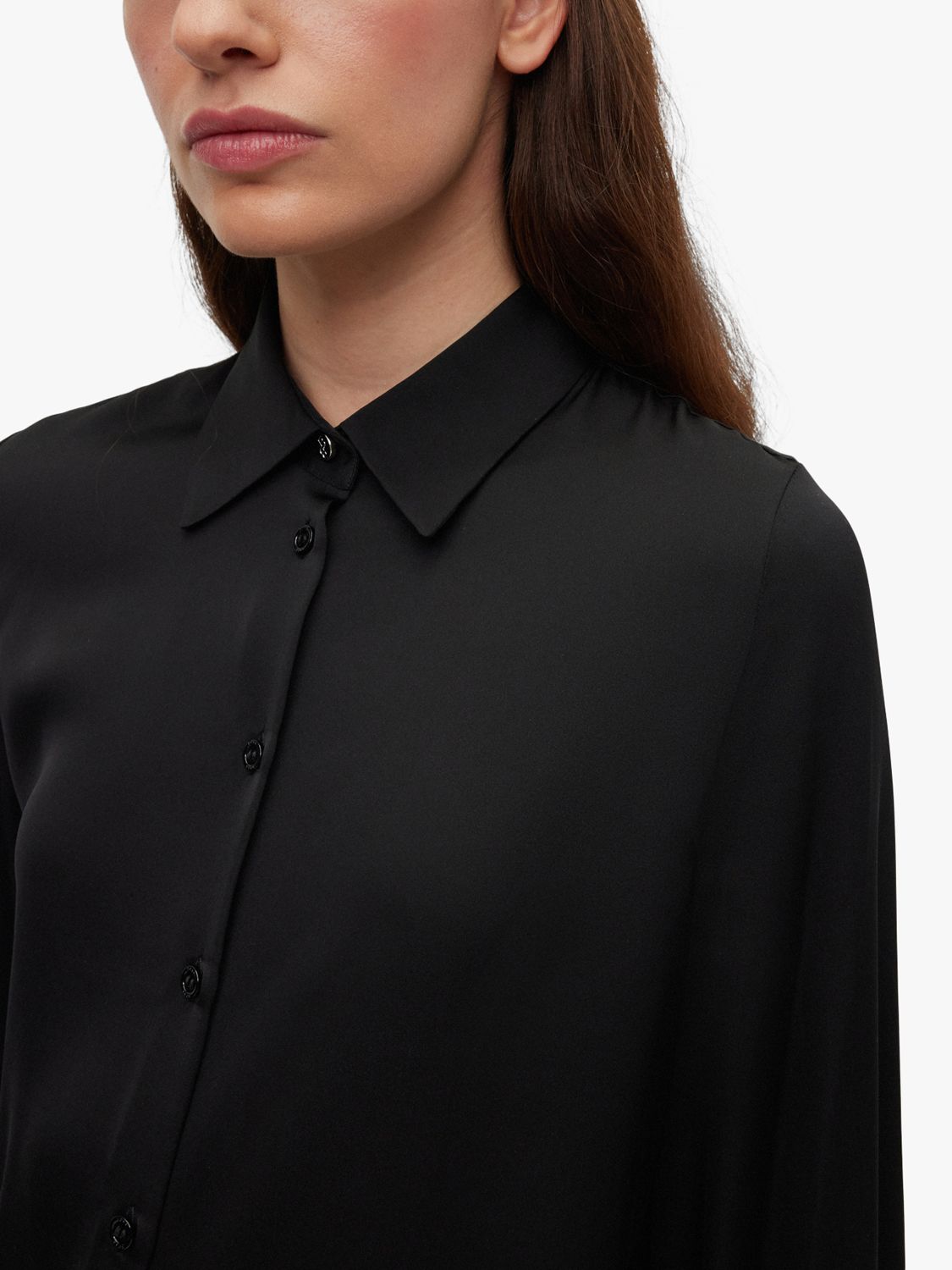 HUGO BOSS Benea 001 Silk Blend Blouse, Black at John Lewis & Partners