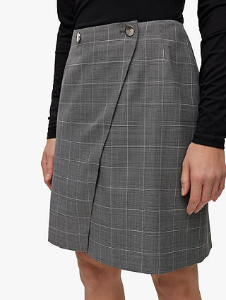HUGO BOSS Vanata Wool Check Skirt, Grey