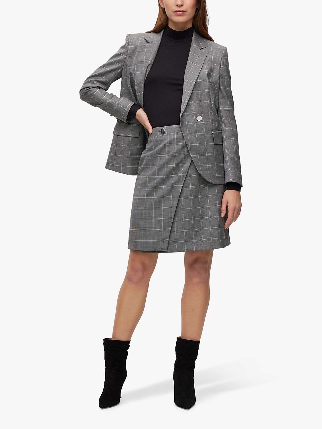 Buy HUGO BOSS Vanata Wool Check Skirt, Grey Online at johnlewis.com