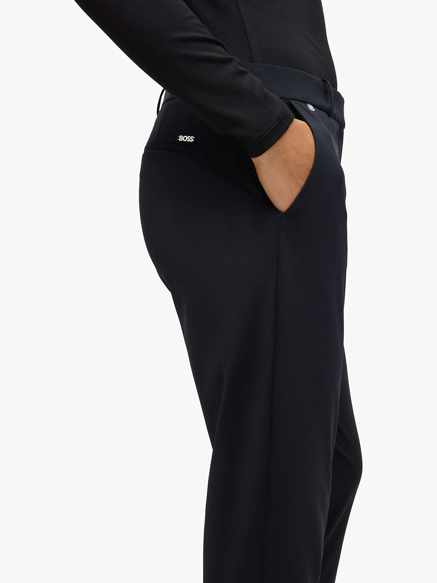 Buy HUGO BOSS Tobaluka Plain Tailored Trousers, Black Online at johnlewis.com