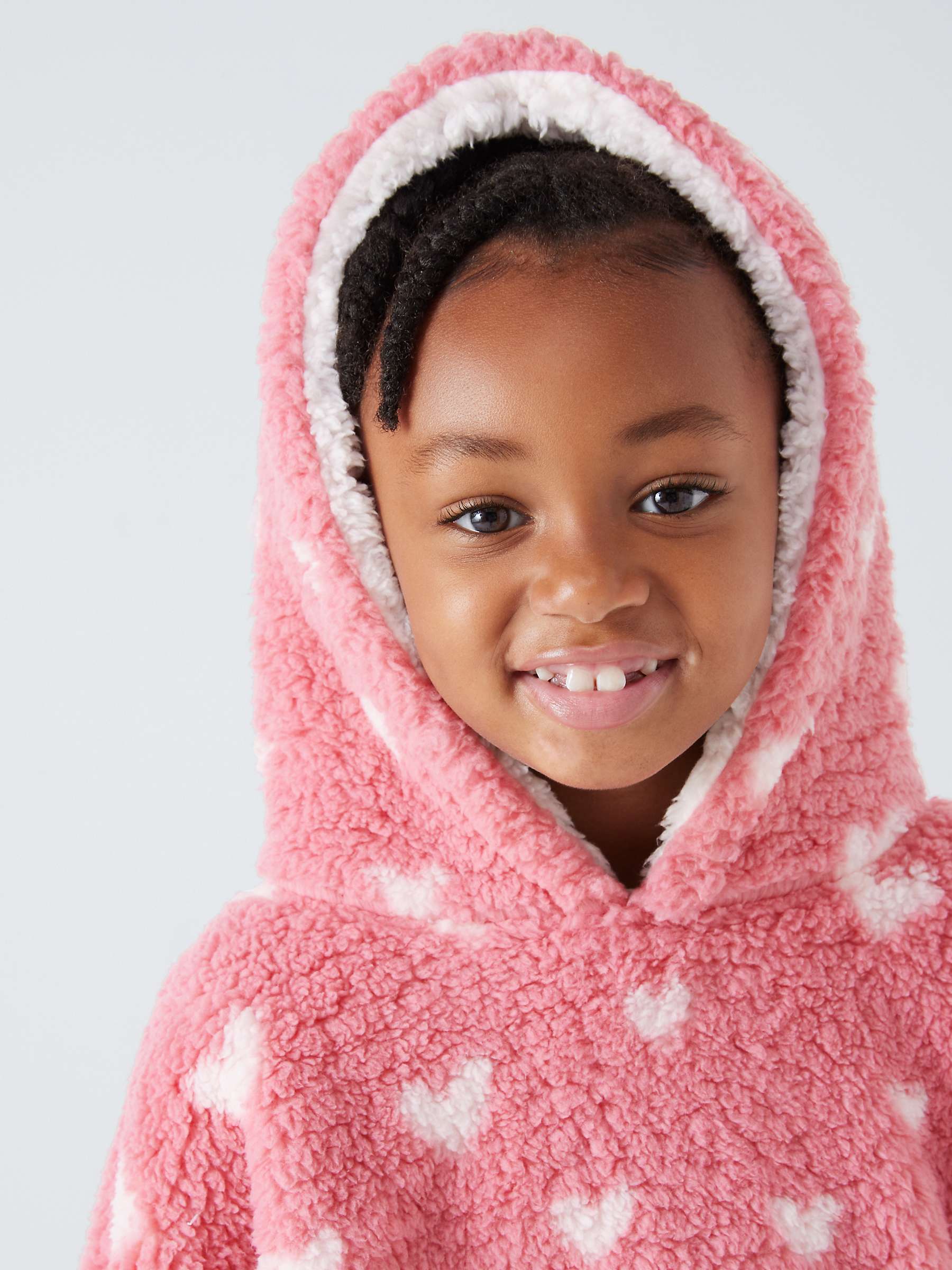 Buy John Lewis Kids' Heart Oversized Fleece Blanket Hoodie, Pink Online at johnlewis.com