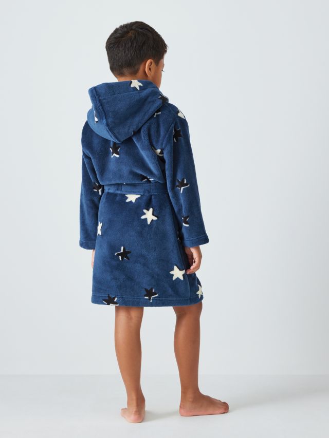 John Lewis Kids Star Fleece Robe Navy 2 3 years