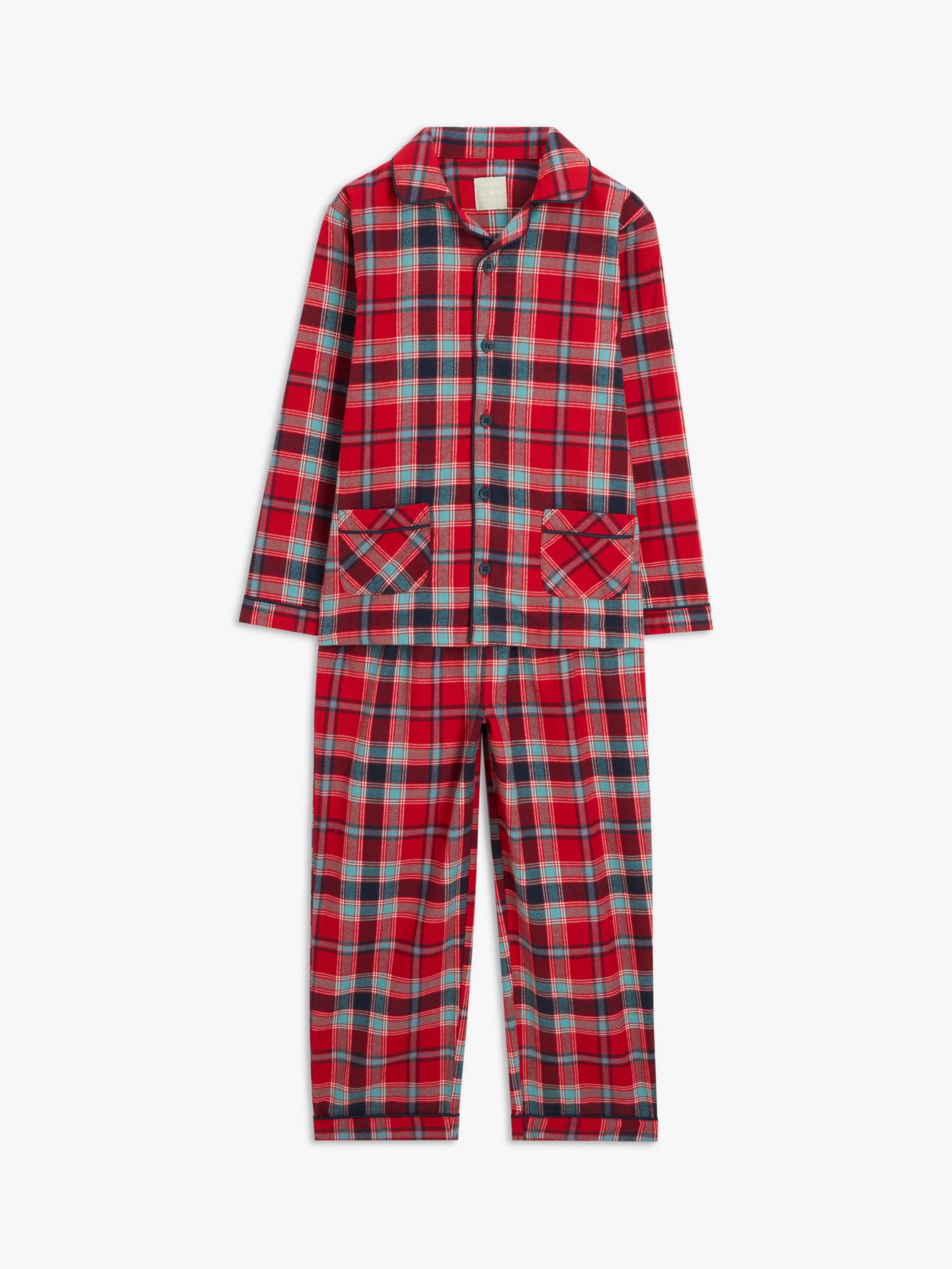 John Lewis Kids' Family Christmas Check Pyjamas, Red/Multi