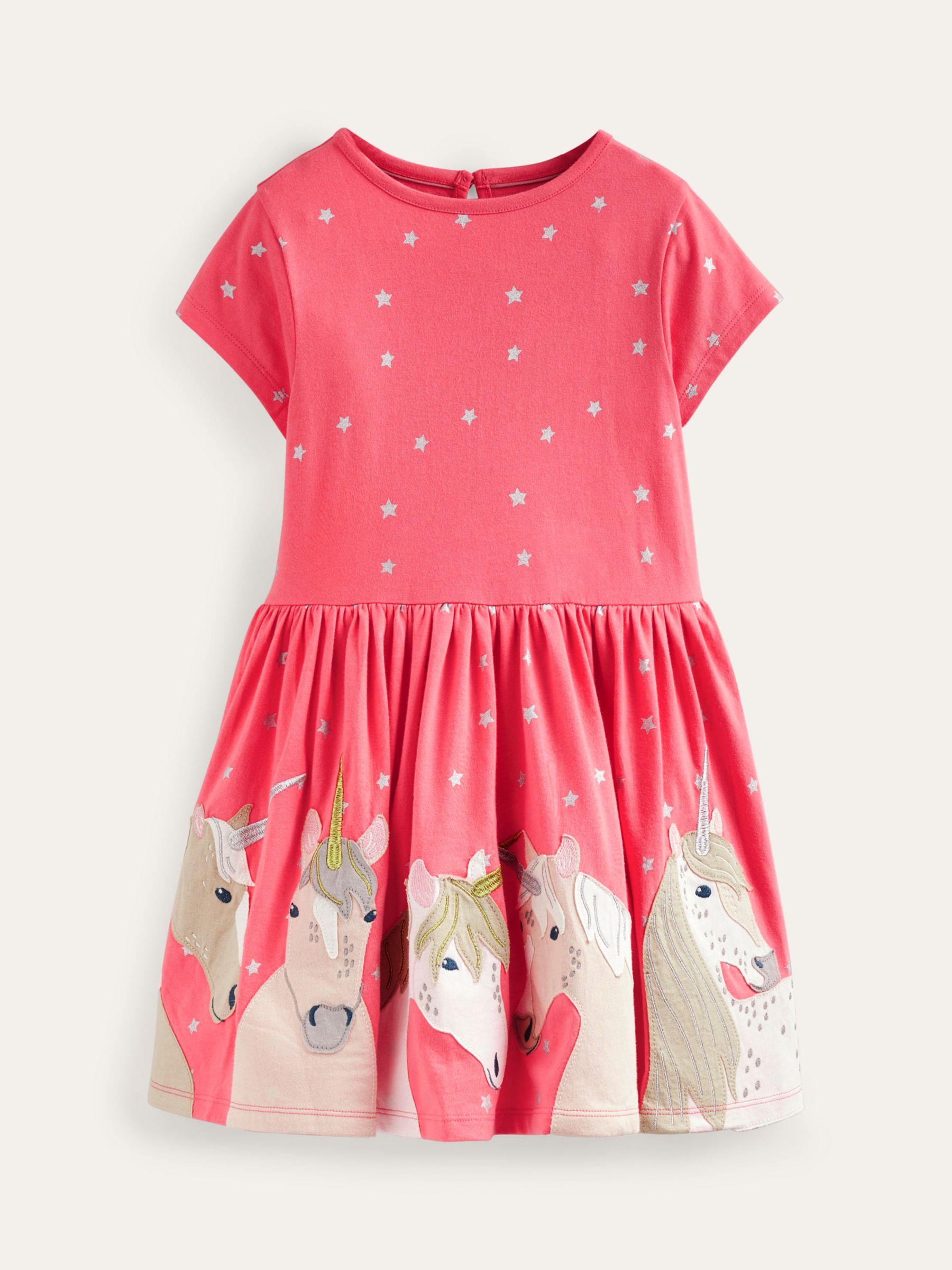 Mini Boden Kids' Unicorn Jersey Dress, Multi at John Lewis & Partners
