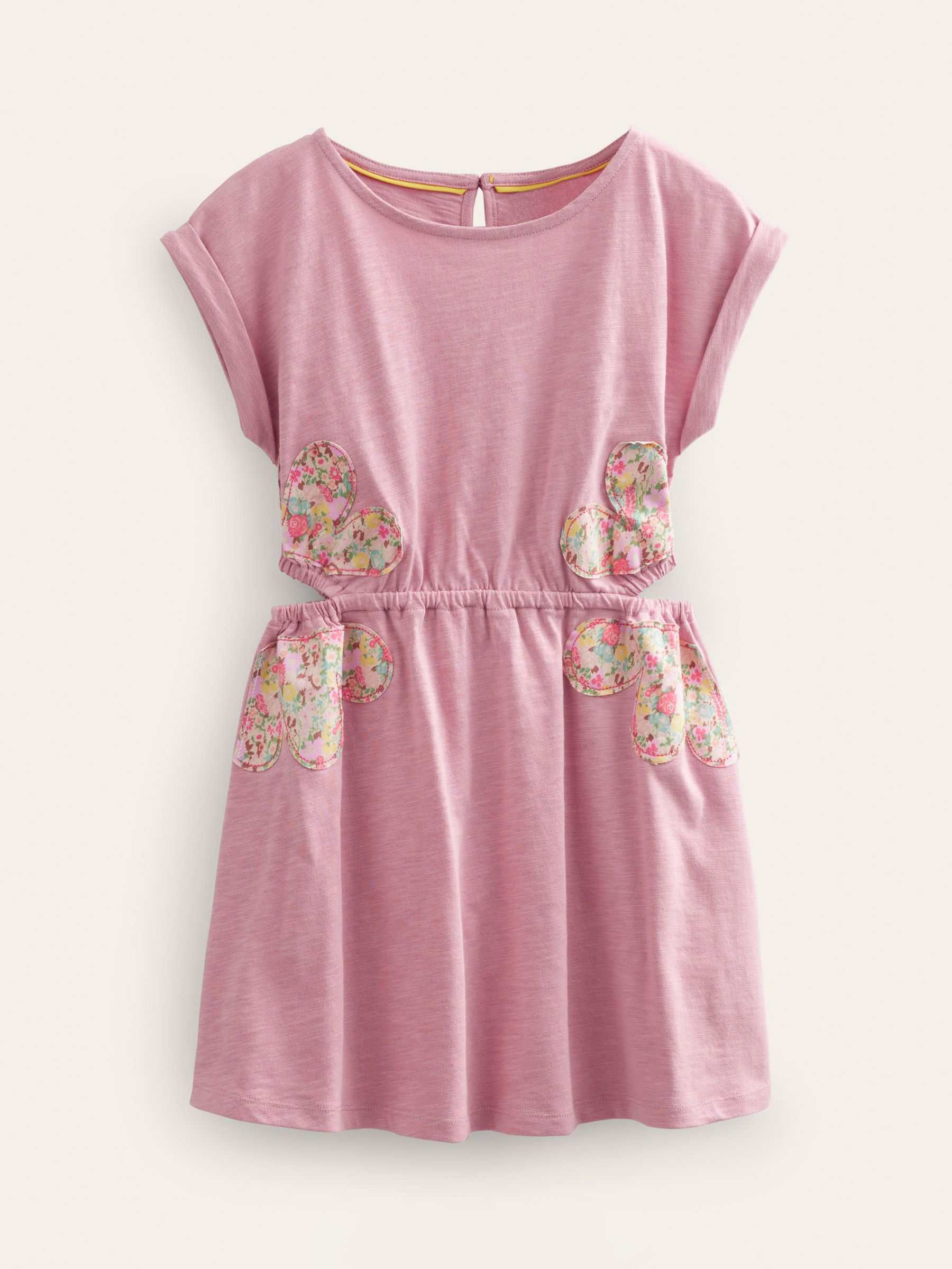 Mini Boden Cut Out Short Sleeve Dress, Almond Pink