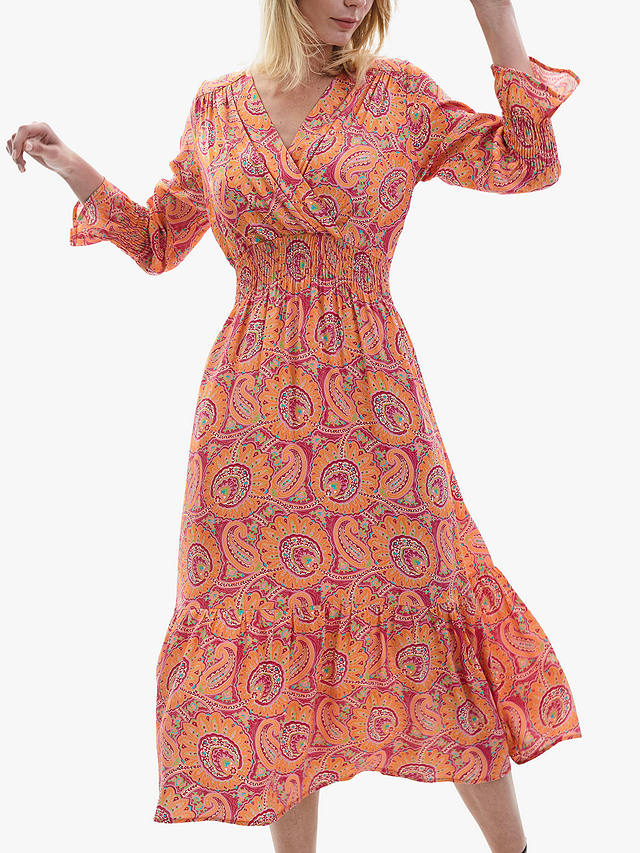 James Lakeland Tiered Midi Dress, Orange