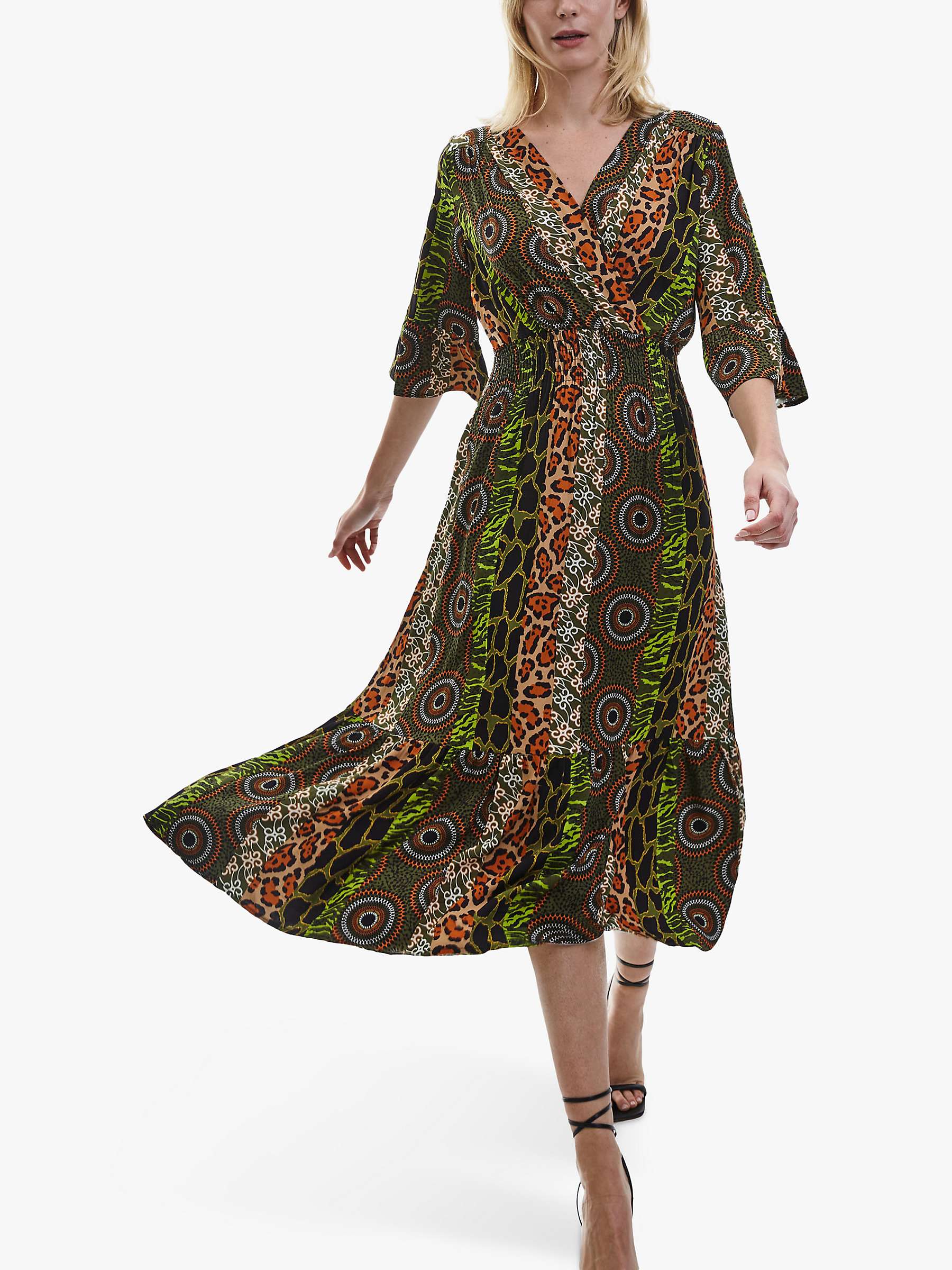 Buy James Lakeland Print Flute Sleeve Midi Dress, Green Online at johnlewis.com