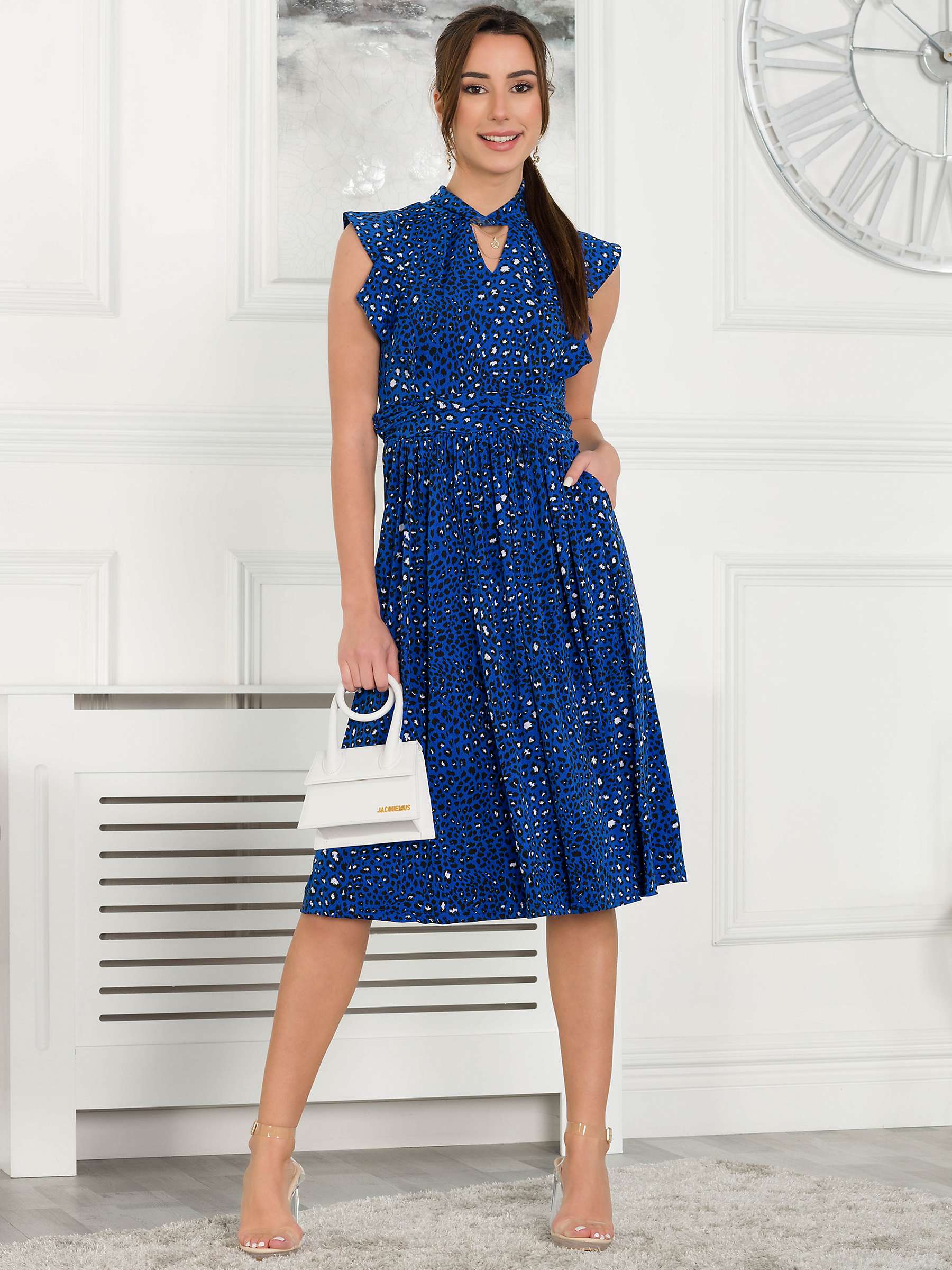 Buy Jolie Moi Maahi Animal Print Frill Midi Dress, Blue Online at johnlewis.com