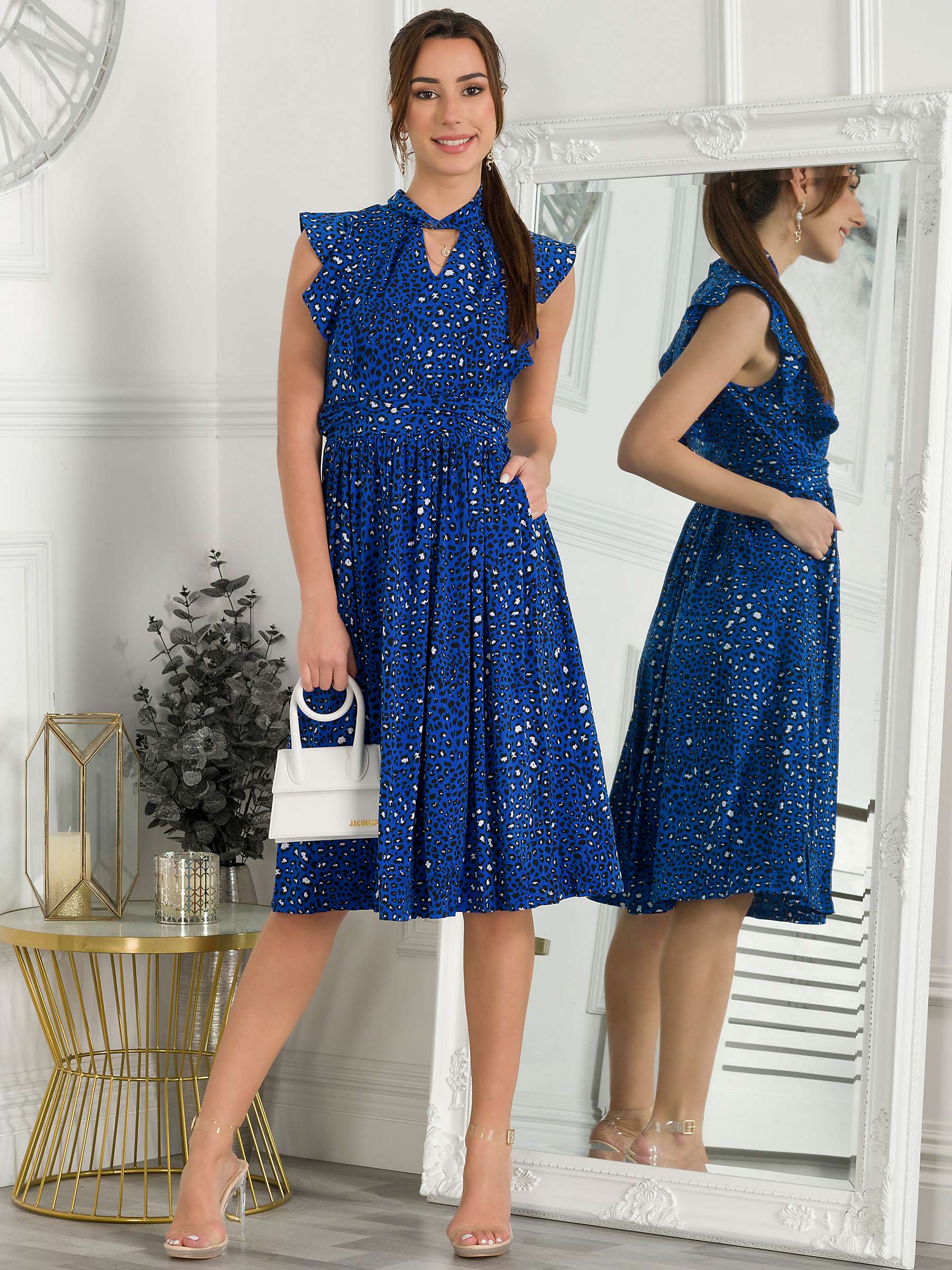 Buy Jolie Moi Maahi Animal Print Frill Midi Dress, Blue Online at johnlewis.com