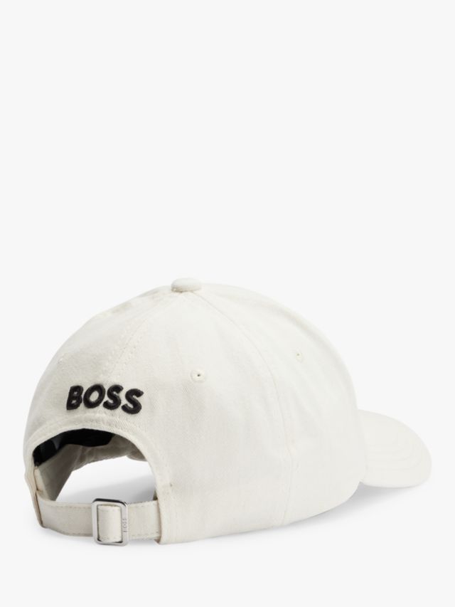 HUGO BOSS Zed Flag Embroidered Open Cap, Cotton Baseball White