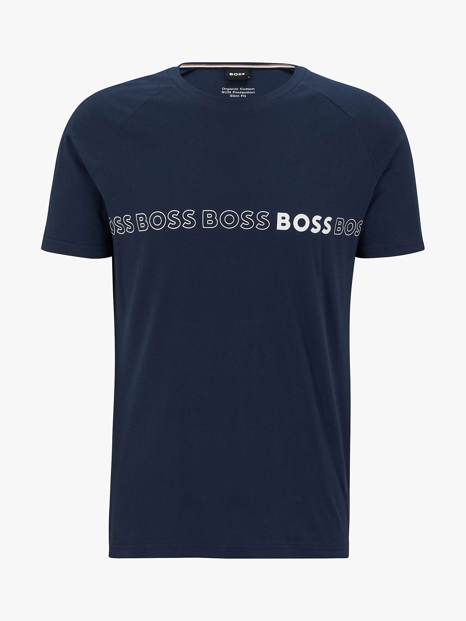 Buy BOSS Slim Fit Reapeating Logo T-Shirt, Navy Online at johnlewis.com