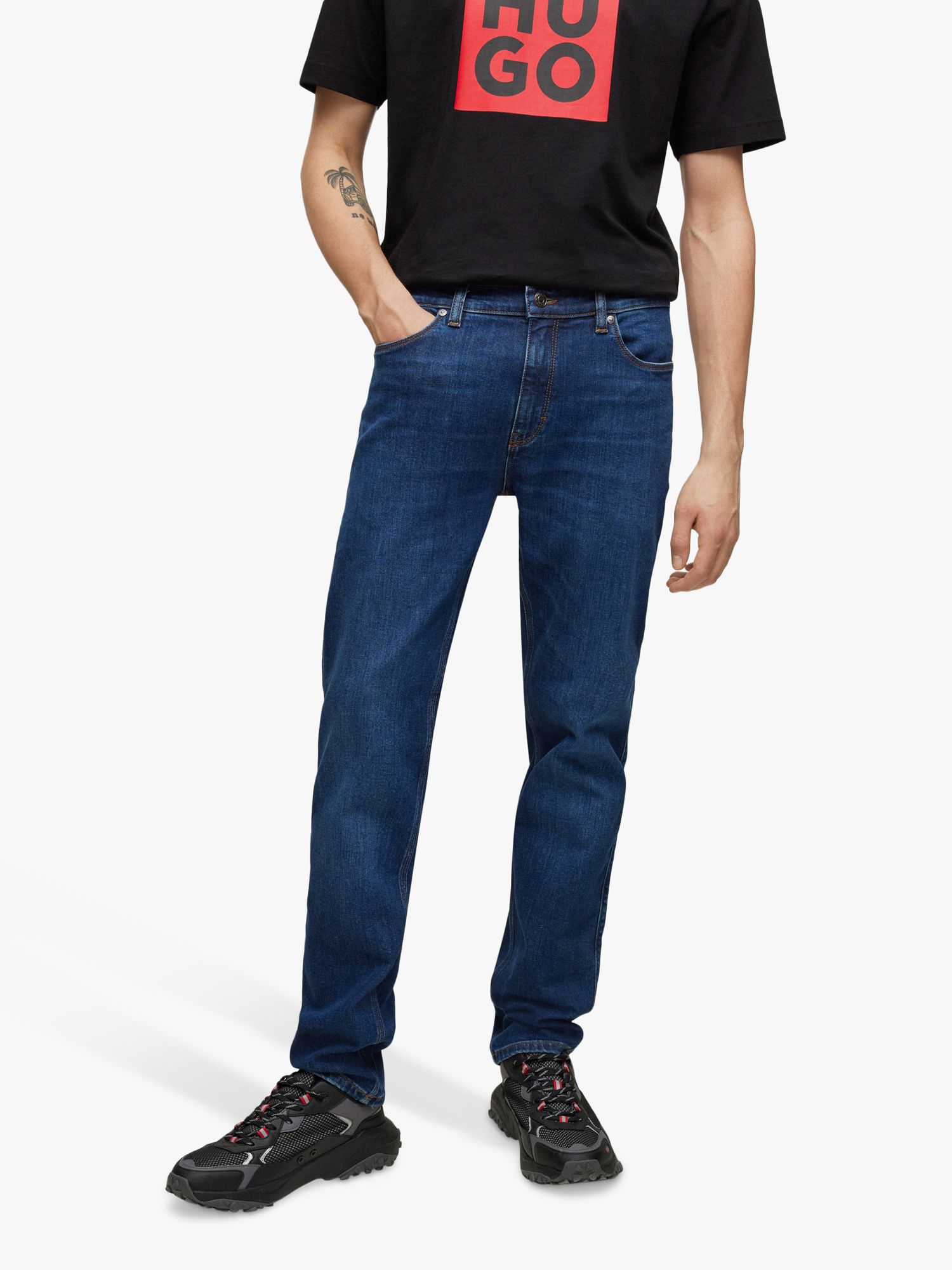 HUGO Comfort Stretch Slim Jeans, Dark Blue, 38L