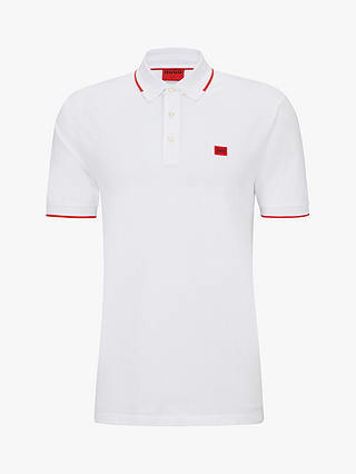 HUGO Deresino 232 Slim Fit Polo Shirt, White at John Lewis & Partners