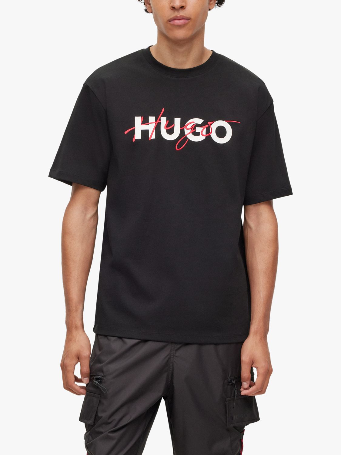 HUGO Dakaishi Crew Neck T-Shirt, Black at John Lewis & Partners