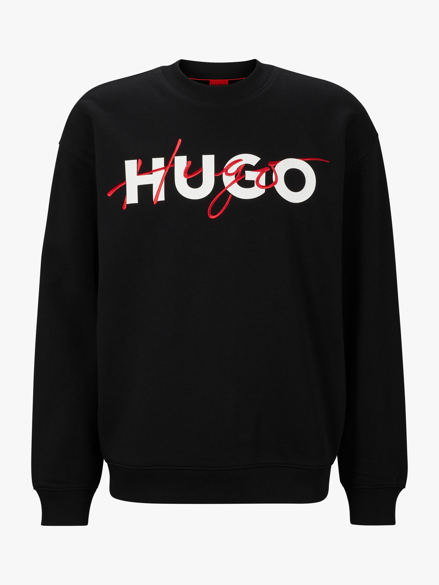 HUGO Droyko Logo Sweatshirt, Black at John Lewis & Partners