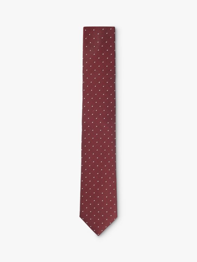 BOSS Silk Spot Print Tie, Red/White, One Size