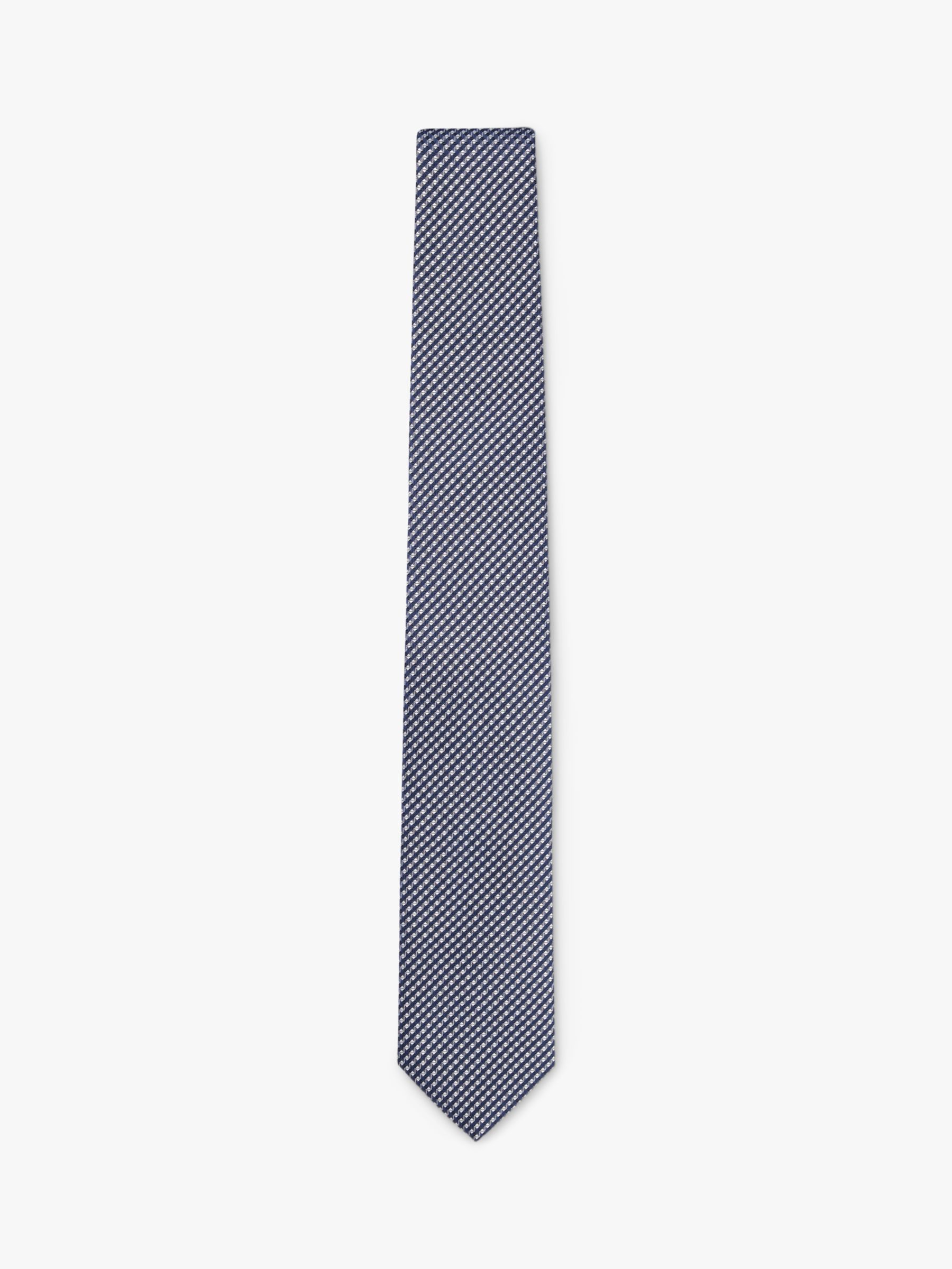 BOSS Silk Blend Textured Print Tie, Dark Blue