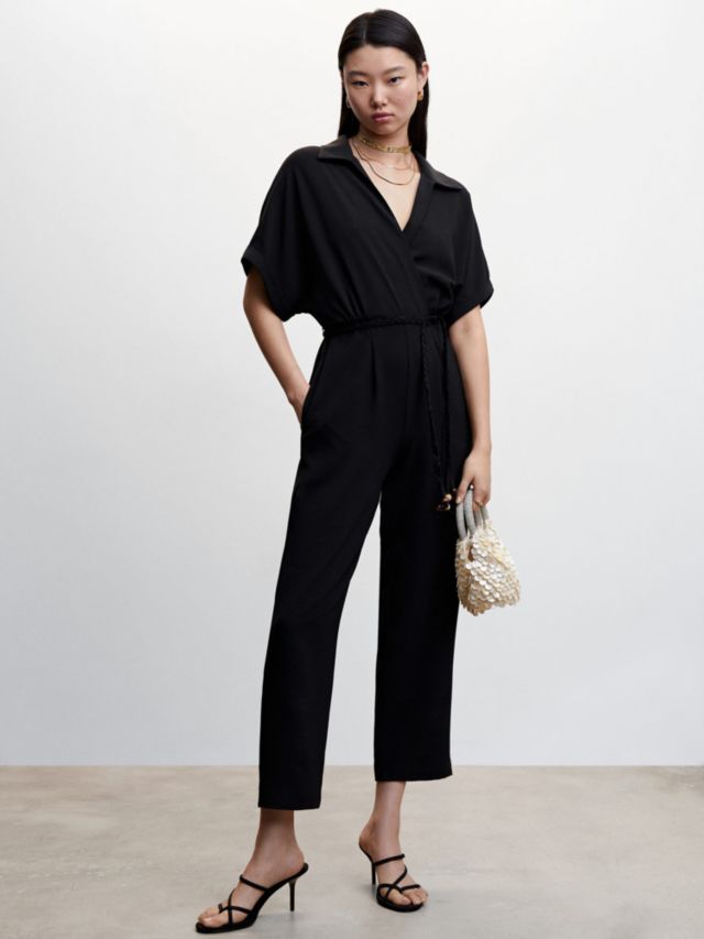 Mango Belice Shirt Style Jumpsuit, Black, XXS