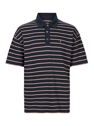 AllSaints Hayden Short Sleeve Polo Top, Navy/Multi