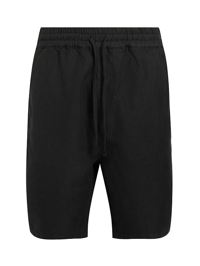 AllSaints Hanbury Linen Blend Straight Shorts, Jet Black
