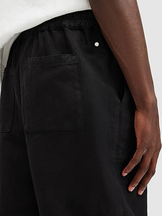 AllSaints Hanbury Linen Blend Straight Shorts, Jet Black