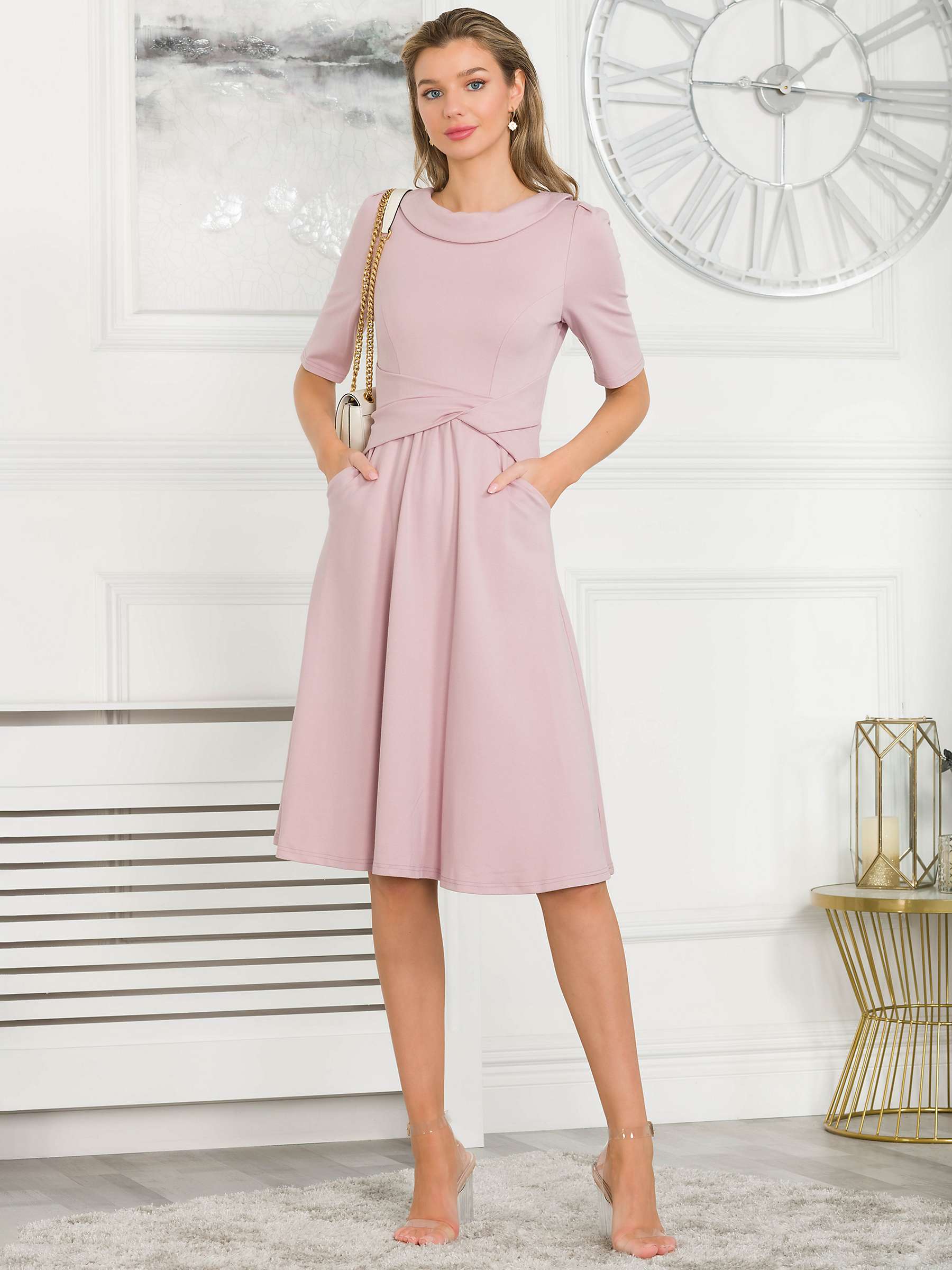 Buy Jolie Moi Fold Over Collar Neck Dress Online at johnlewis.com