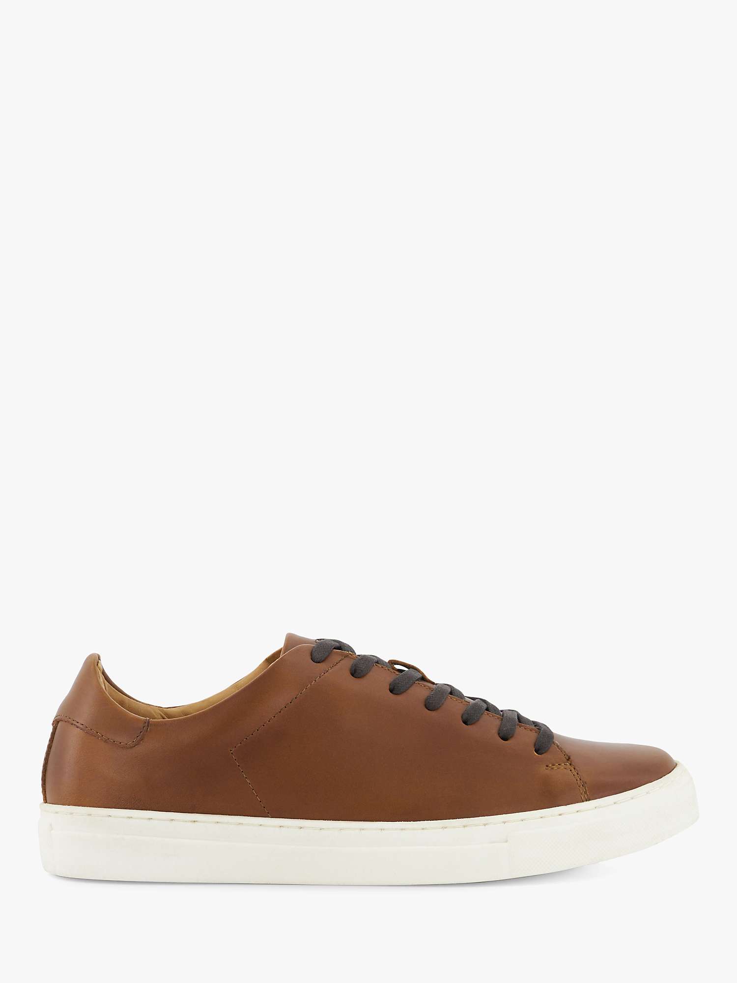 Dune Terrence Leather Lace Up Cup-Sole Trainers, Tan at John Lewis ...