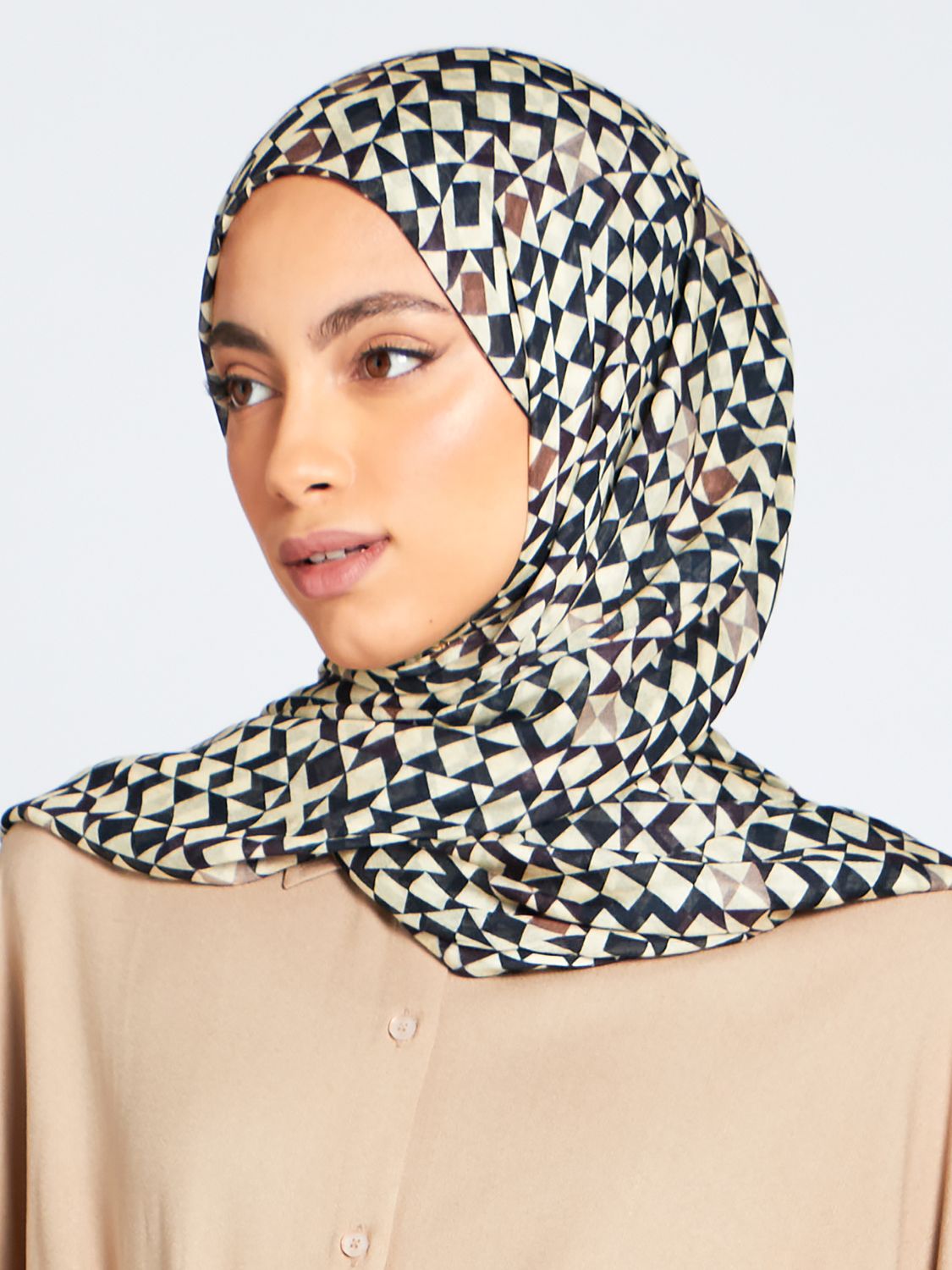 Aab Onyx Geometric Modal Hijab, Natural/Multi at John Lewis & Partners