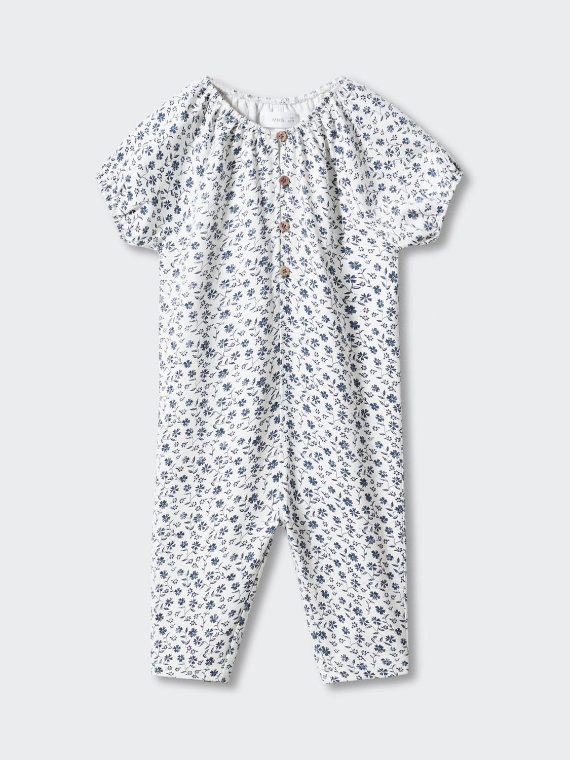 Mango Baby Toscana Floral Print Jumpsuit, Natural White