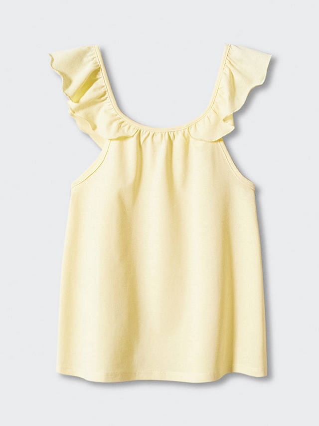 Mango Kids' Giselle Frill Shoulder Top, Yellow