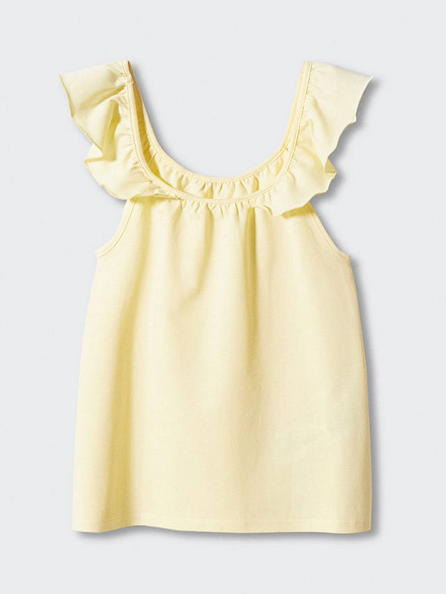 Mango Kids' Giselle Frill Shoulder Top, Yellow