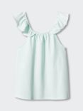 Mango Kids' Giselle Frill Shoulder Top, Pastel Blue