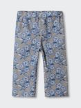Mango Baby Ashap Floral Print Elastic Wasit Trousers, Medium Grey