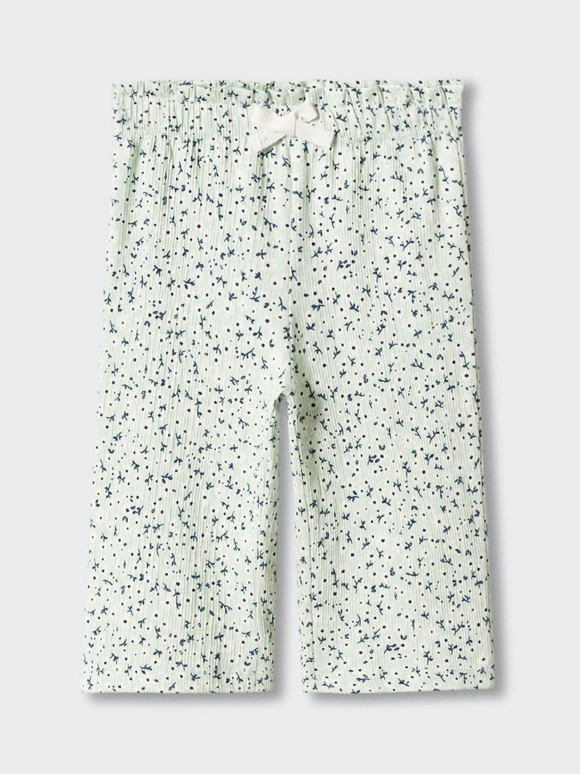 Mango Kids' Provenza Floral Print Trousers, Green