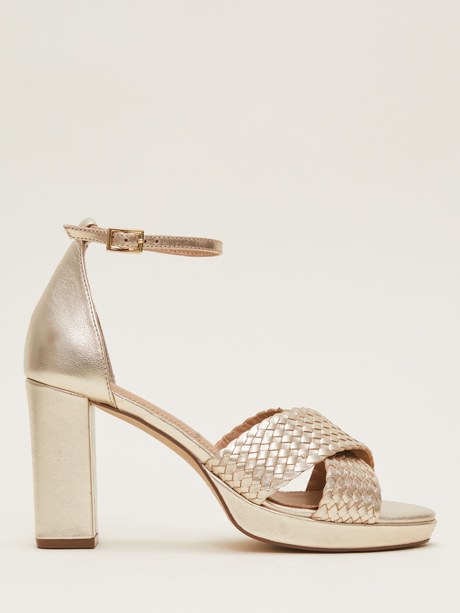 Phase Eight Plaited Leather Strap Heeled Sandals at John Lewis & Partners