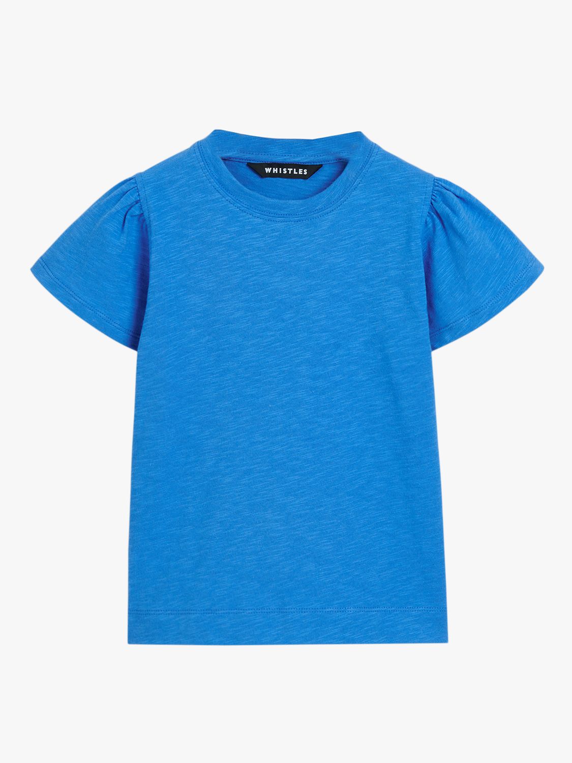 Whistles Kids' Frill Sleeve Plain Top, Blue, 3-4 years